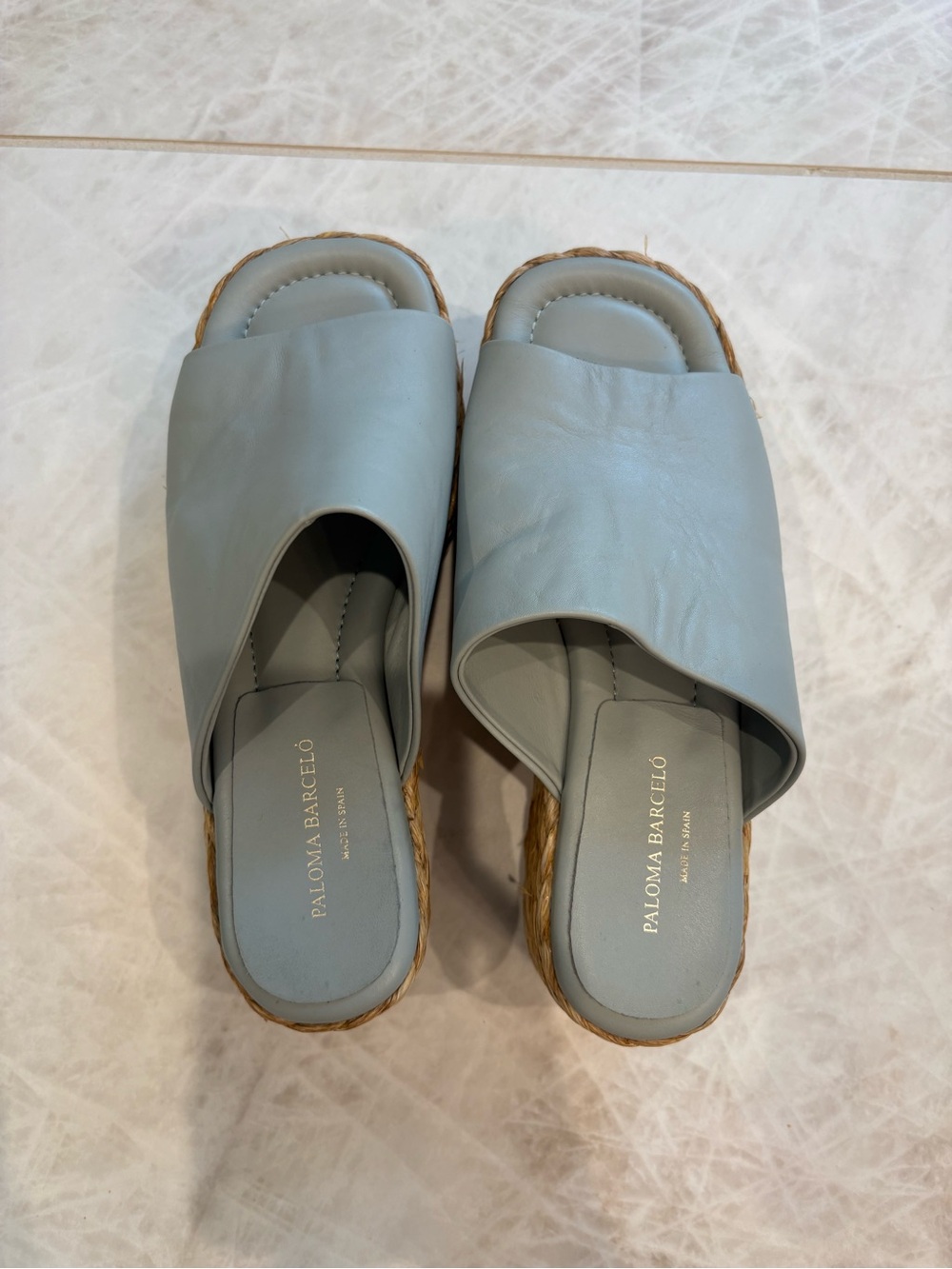 Paloma Barcelo Leather Espardilles Wedge Sandals - Picture 4 of 9